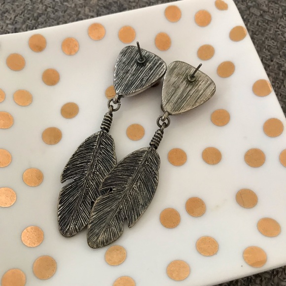 Feather + Stone Earrings - Picture 3 of 4